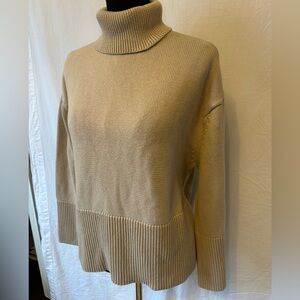 GAP Chunky Knit Turtleneck Sweater Beige Tan S Tall
